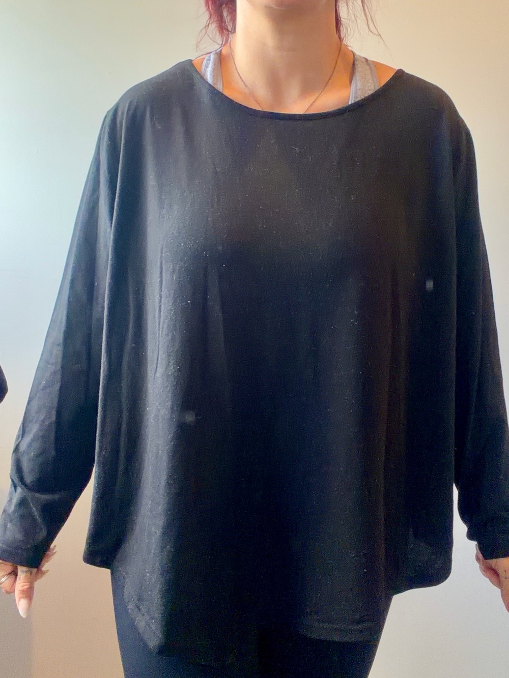 SHEIN Plain Solid Black Long Sleeve Top Women's Blouse‎ 2XL